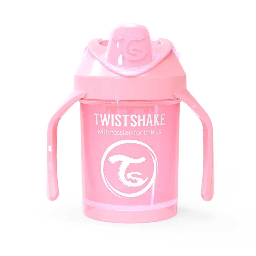 Twistshake κύπελλο mini cup 230ml 4+μηνών pastel pink με μίξερ φρούτων - Twistshake