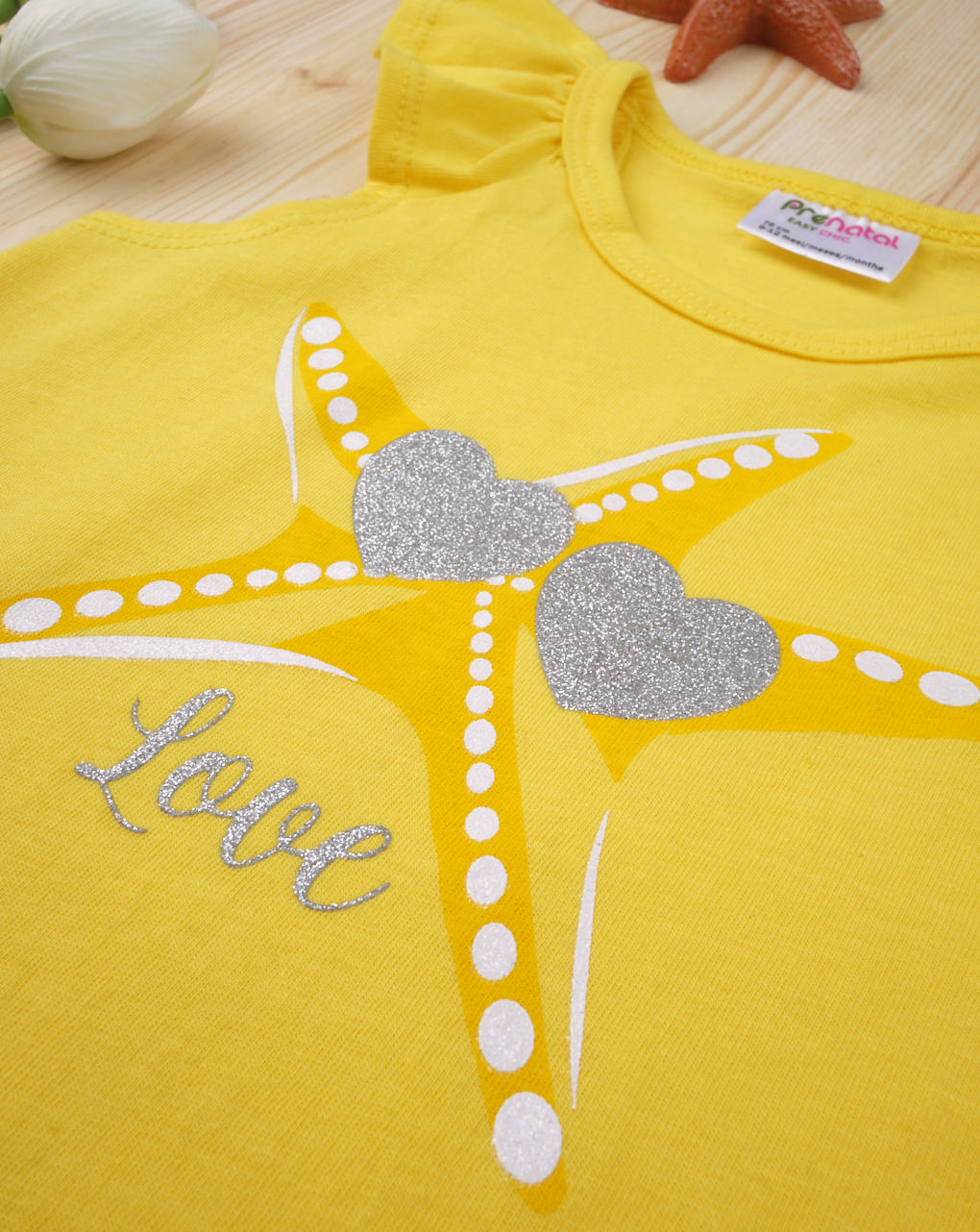 μπλούζα αμάνικη κίτρινη με αστερία για κορίτσι - Prénatal