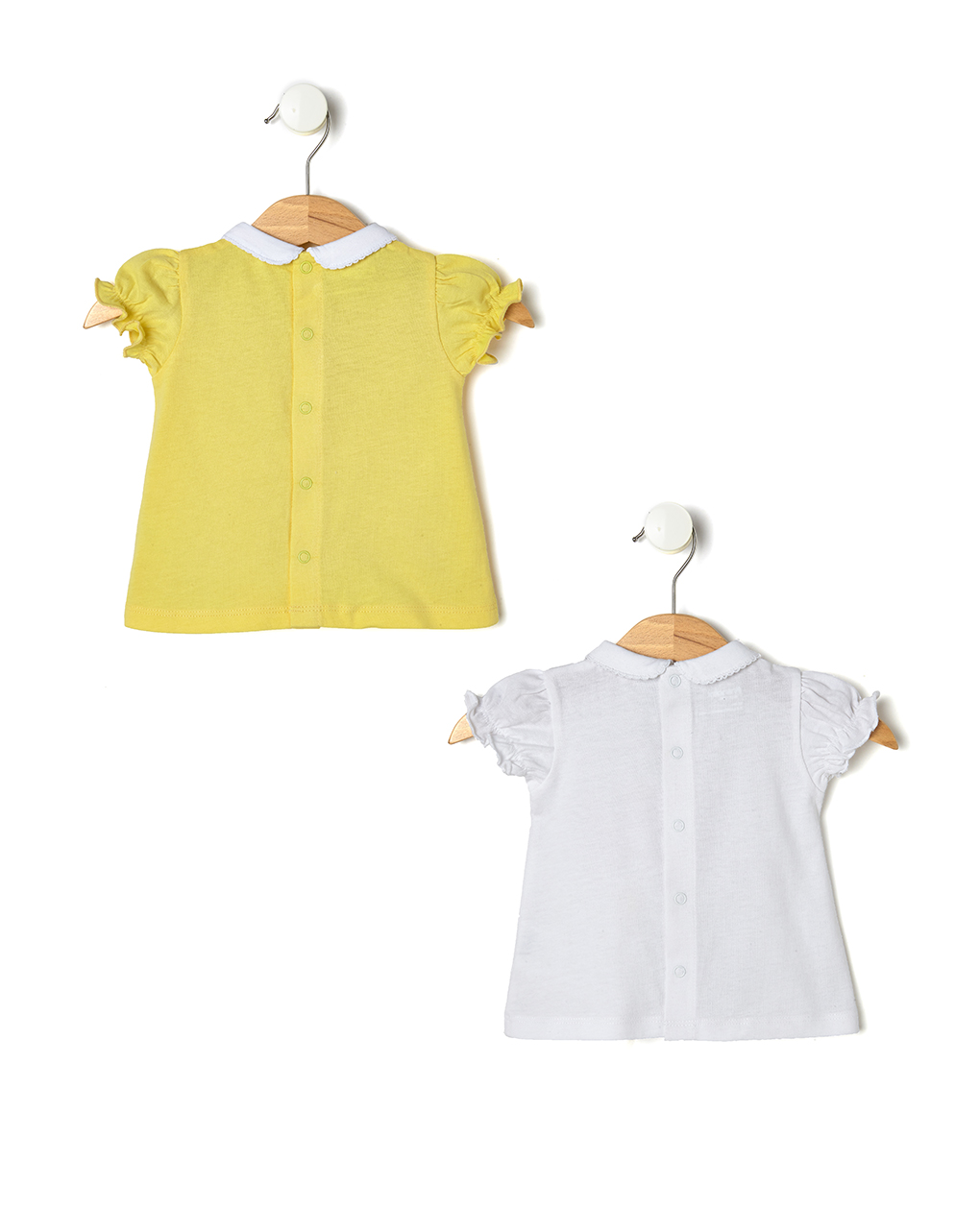 βρεφικά κοντομάνικα μπλουζάκια πακέτο x2 τμχ κίτρινο/λευκό για κορίτσι - Prénatal