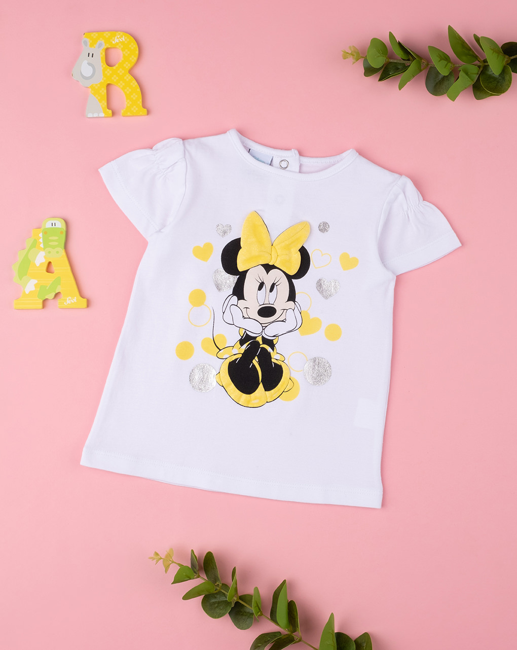 βρεφικό t-shirt λευκό με τη minnie κίτρινο για κορίτσι - Prénatal