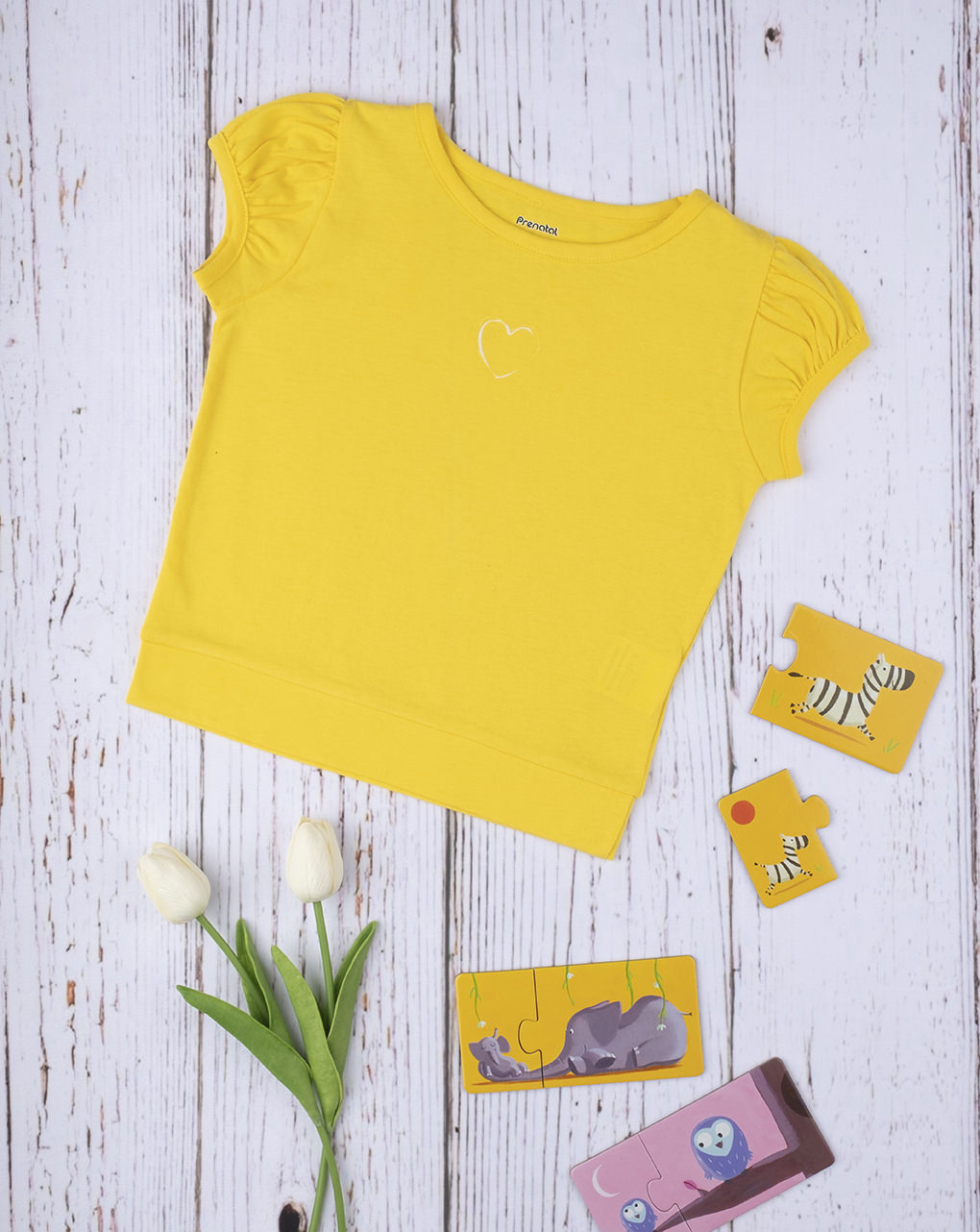 παιδικό t-shirt με καρδούλα κίτρινο  για κορίτσι