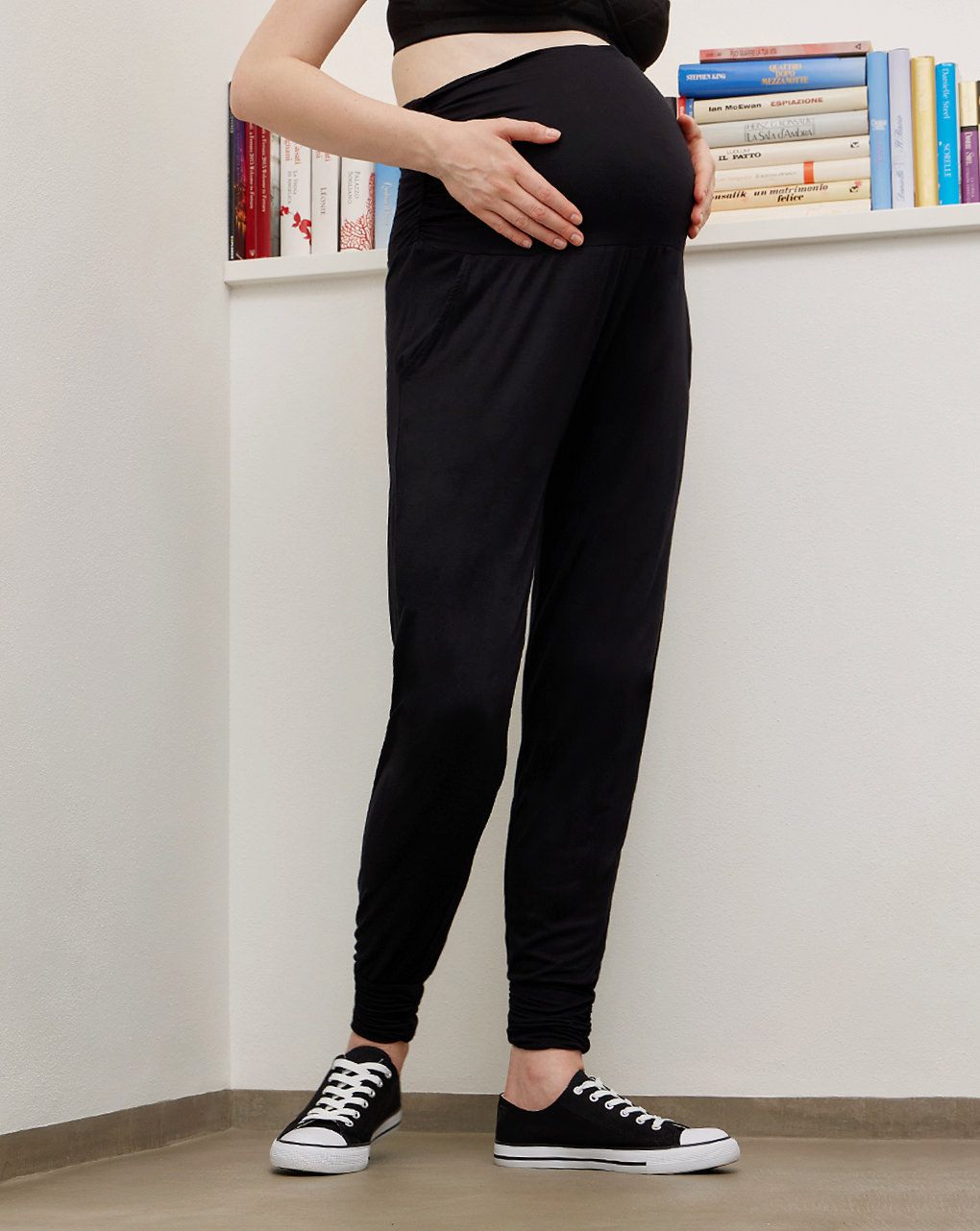 γυναικείο παντελόνι εγκυμοσύνης βισκόζη stretch μαύρο - Prénatal