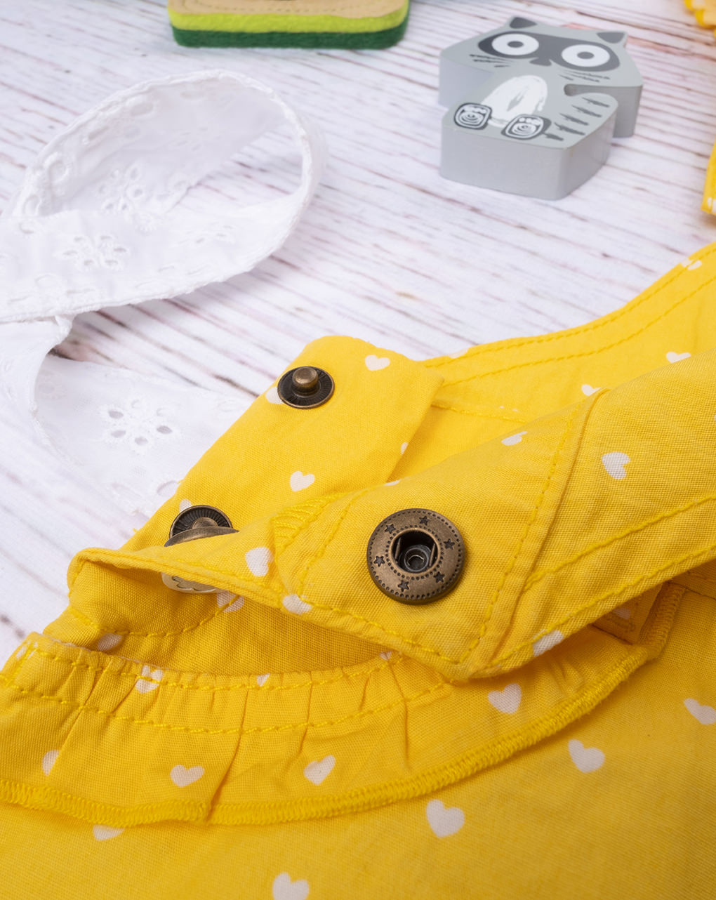 βρεφικό φόρεμα - σαλοπέτα κίτρινο με καρδούλες για κορίτσι - Prénatal