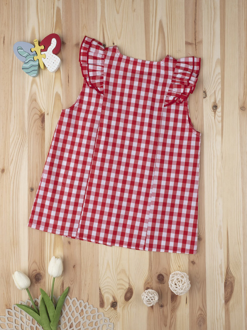 παιδικό πουκάμισο κόκκινο/λευκό καρό για κορίτσι - Prénatal