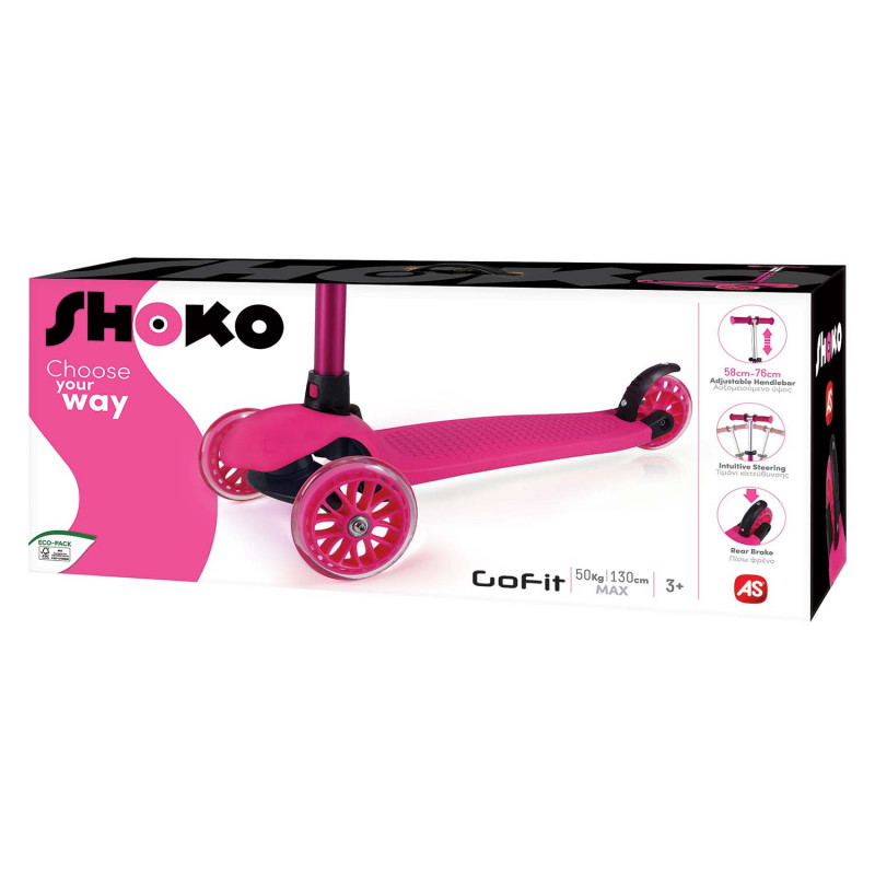 Shoko παιδικό πατίνι go fit με 3 ρόδες σε ροζ χρώμα για 3+ χρονών 5004-50515 - Shoko