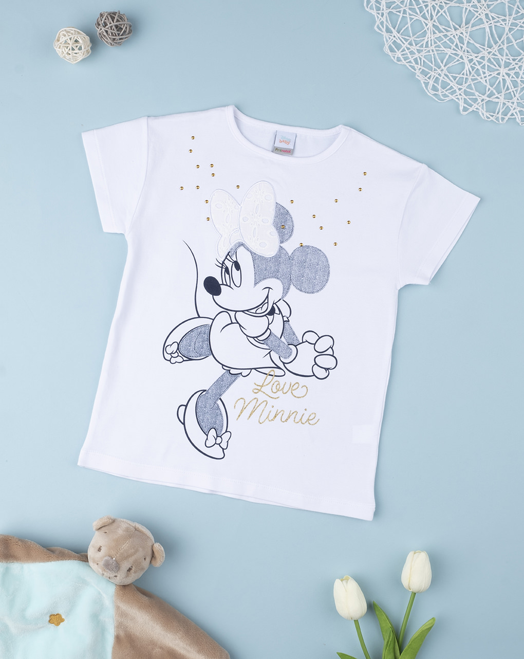 παιδικό t-shirt λευκό με τη minnie για κορίτσι - Prénatal