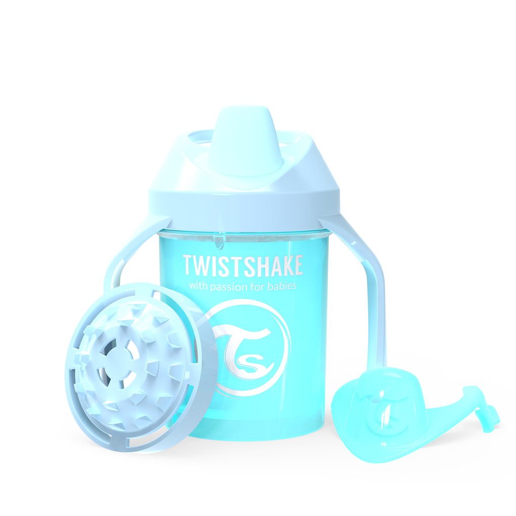 Twistshake κύπελλο mini cup 230ml 4+μηνών pastel blue με μίξερ φρούτων - Twistshake