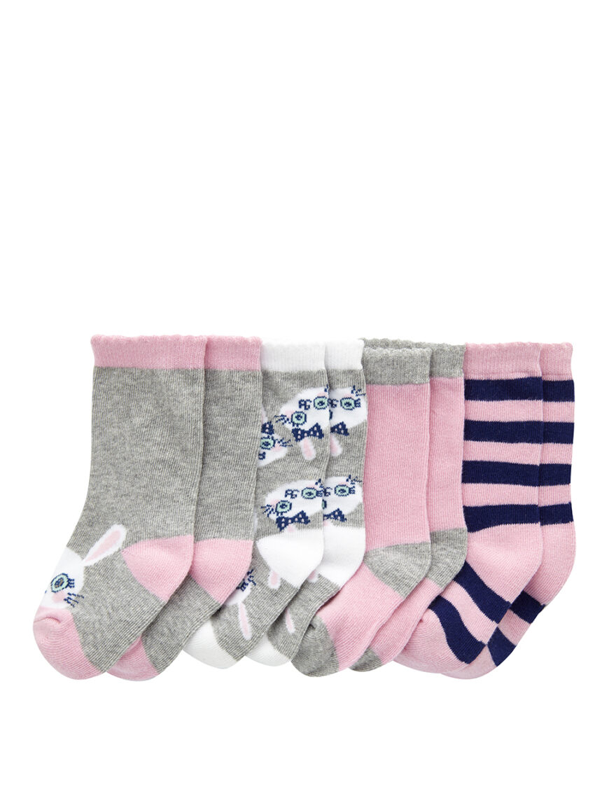 κάλτσες βαμβακερές με σχέδια πακέτο x4 για κορίτσι - Prénatal