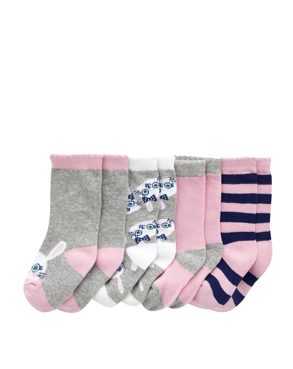 κάλτσες βαμβακερές με σχέδια πακέτο x4 για κορίτσι - Prénatal