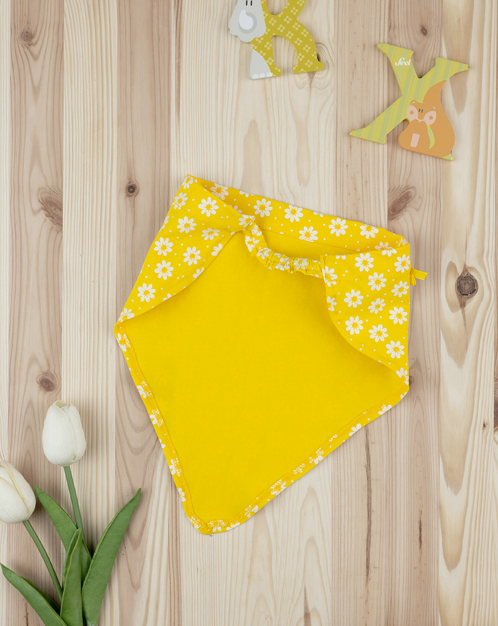 βρεφική μπαντάνα κίτρινη με μαργαρίτες για κορίτσι - Prénatal