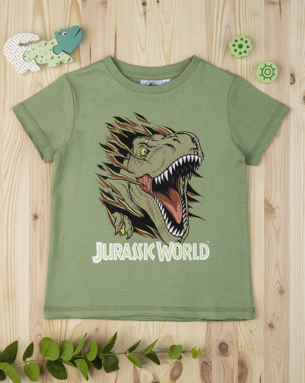 T-shirt βαμβακερό χακί jurassic για αγόρι - Prénatal