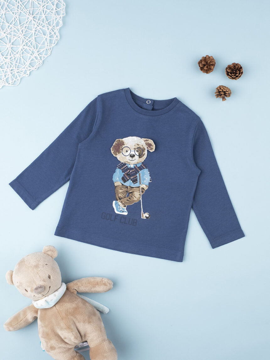 μπλούζα μπλε με στάμπα αρκούδο για αγόρι - Prénatal
