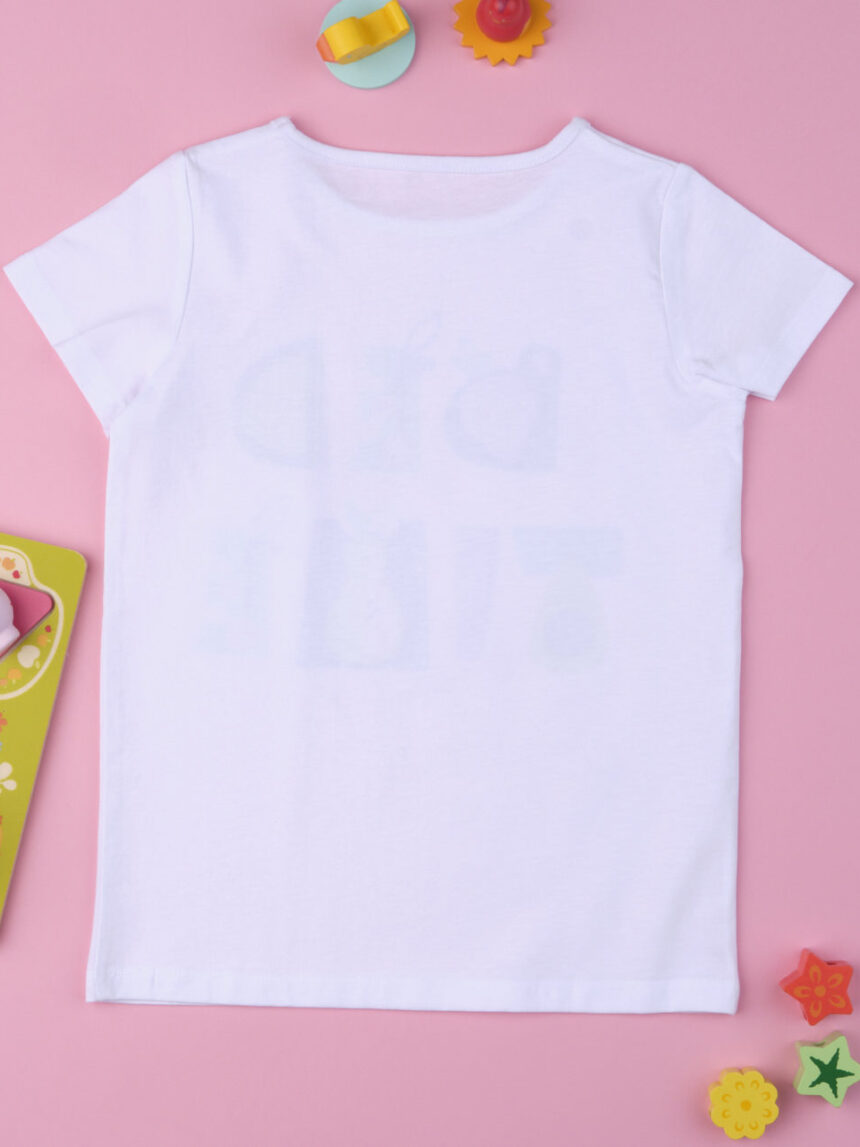 T-shirt jersey λευκό με στάμπα bed time για κορίτσι - Prénatal