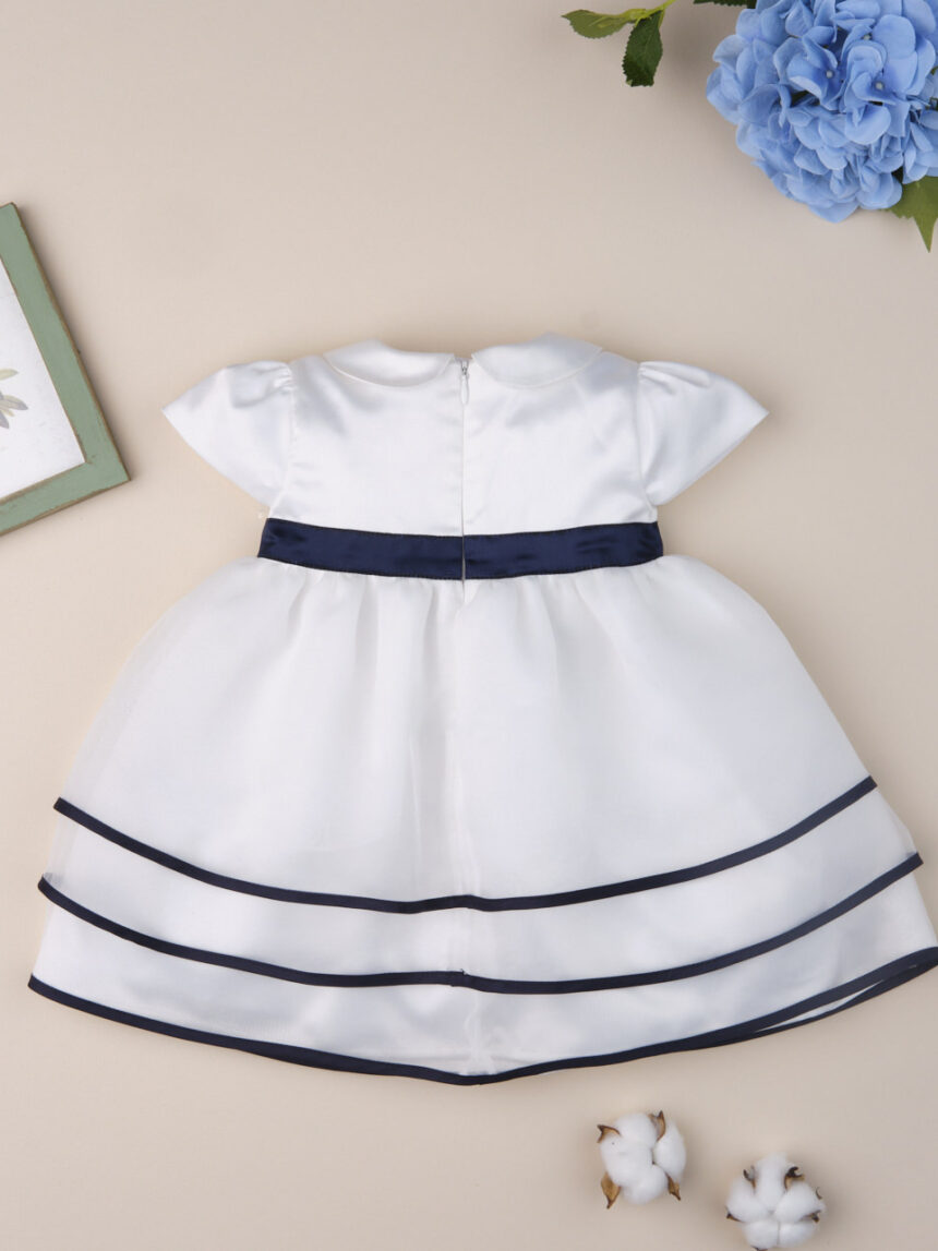 βρεφικό φόρεμα λευκό με μπλε λεπτομέρειες για κορίτσι - Prénatal