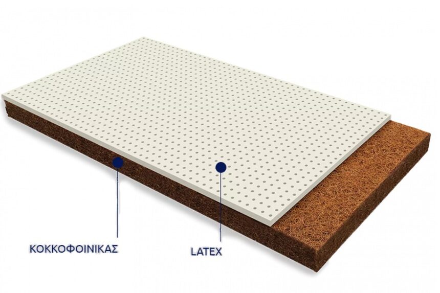 Grecostrom βρεφικό στρώμα ερατώ κοκοφοίνικας latex με ύφασμα αντιβακτηριδιακό ελαστικό 70x140cm - GRECO STROM