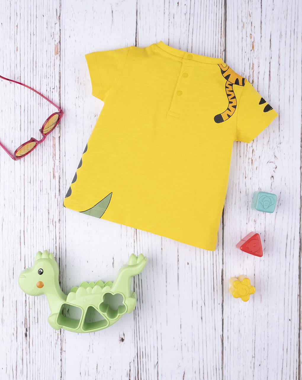T-shirt βαμβακερό κίτρινο με ζωάκια για αγόρι - Prénatal