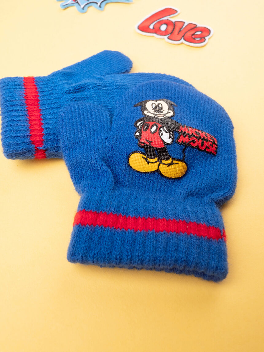 βρεφικά πλεκτά γάντια χούφτα μπλε με τον mickey mouse για αγόρι - Prénatal