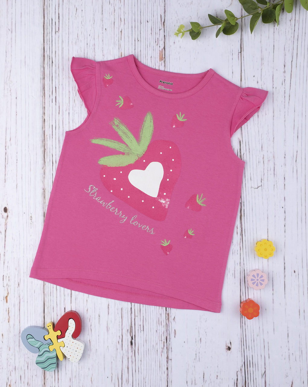παιδική αμάνικη μπλούζα φούξια με φράουλα για κορίτσι