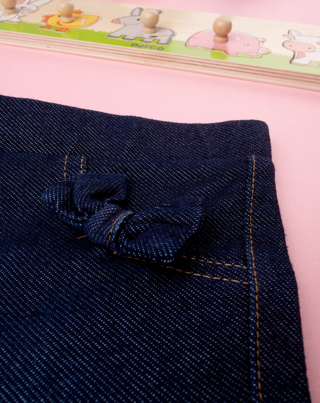βρεφικό τζιν παντελόνι σκούρο μπλε με φιογκάκια για κορίτσι - Prénatal
