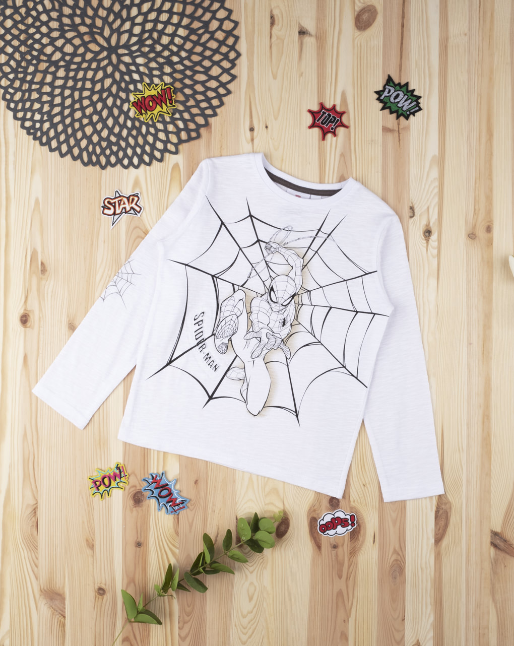παιδική βαμβακερή μπλούζα άσπρη με τον spiderman