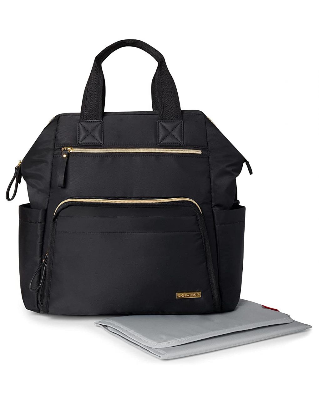 Skip hop τσάντα αλλαξιέρα main frame wide open backpack black with gold trim - SKIP HOP