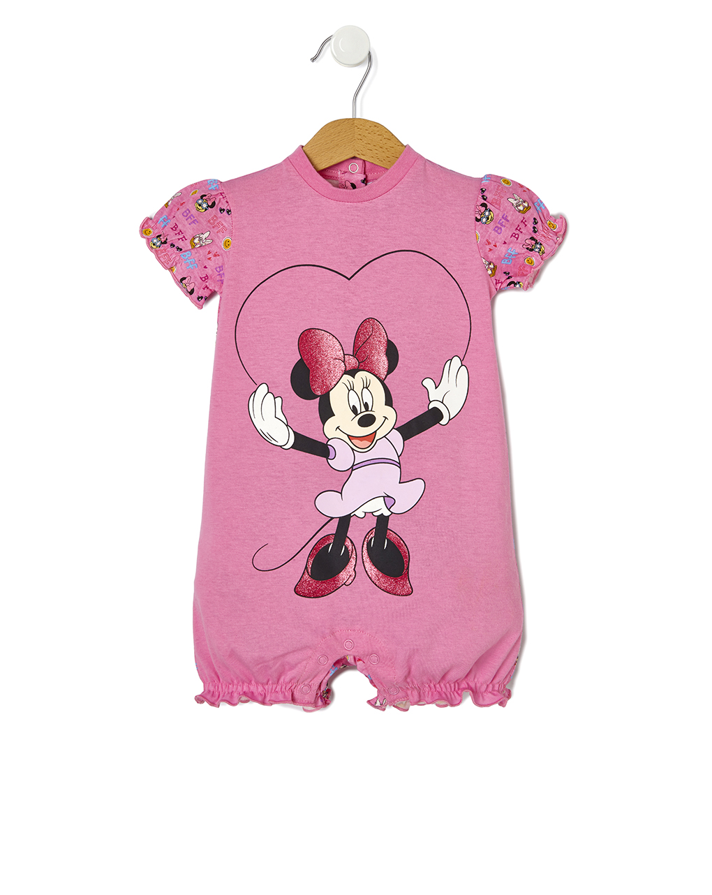 πιτζάμα ολόσωμη jersey ροζ με στάμπα minnie για κορίτσι - Prénatal