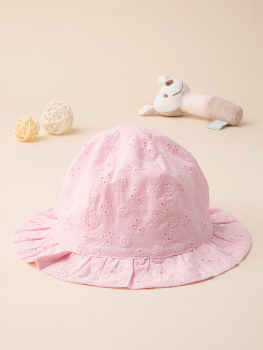 βρεφικό καπέλο ροζ με δαντέλα για κορίτσι - Prénatal