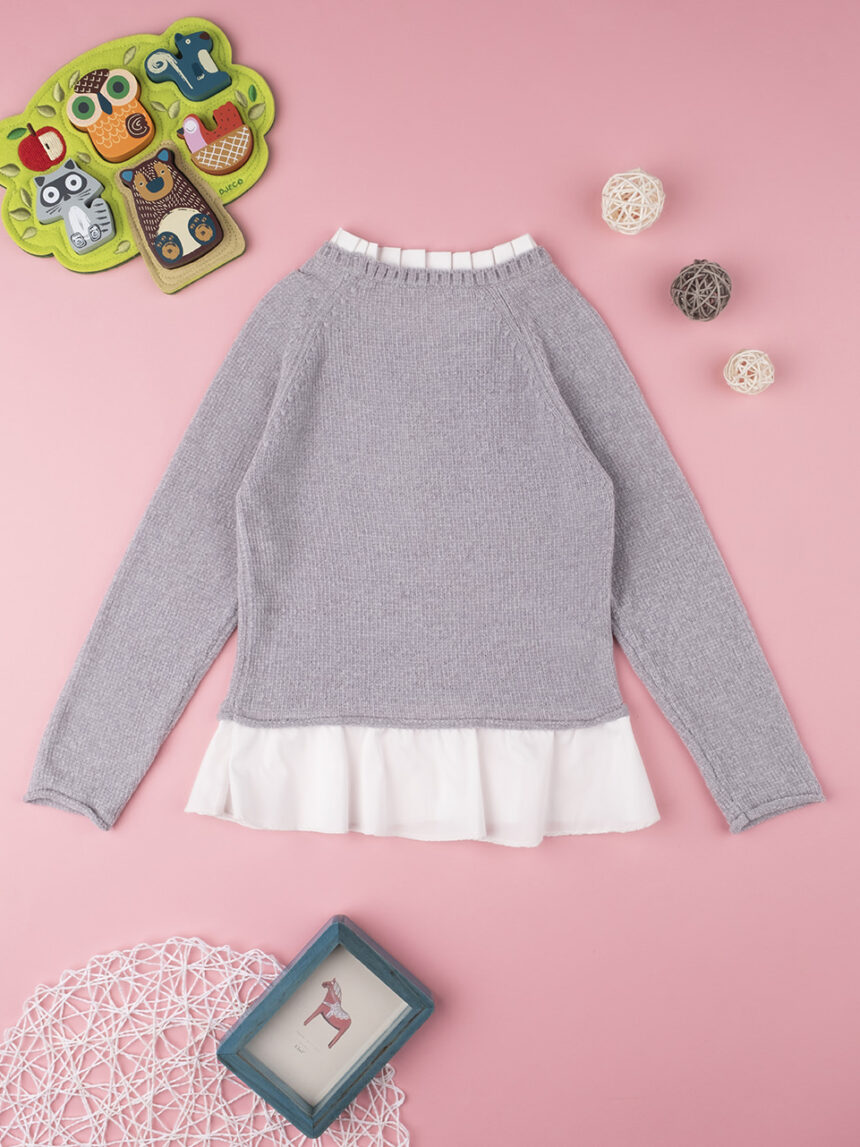 παιδικό πουλόβερ γκρι με καρδούλες για κορίτσι - Prénatal
