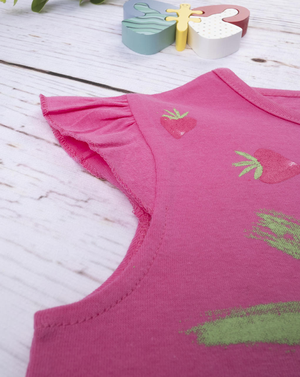παιδική αμάνικη μπλούζα φούξια με φράουλα για κορίτσι - Prénatal