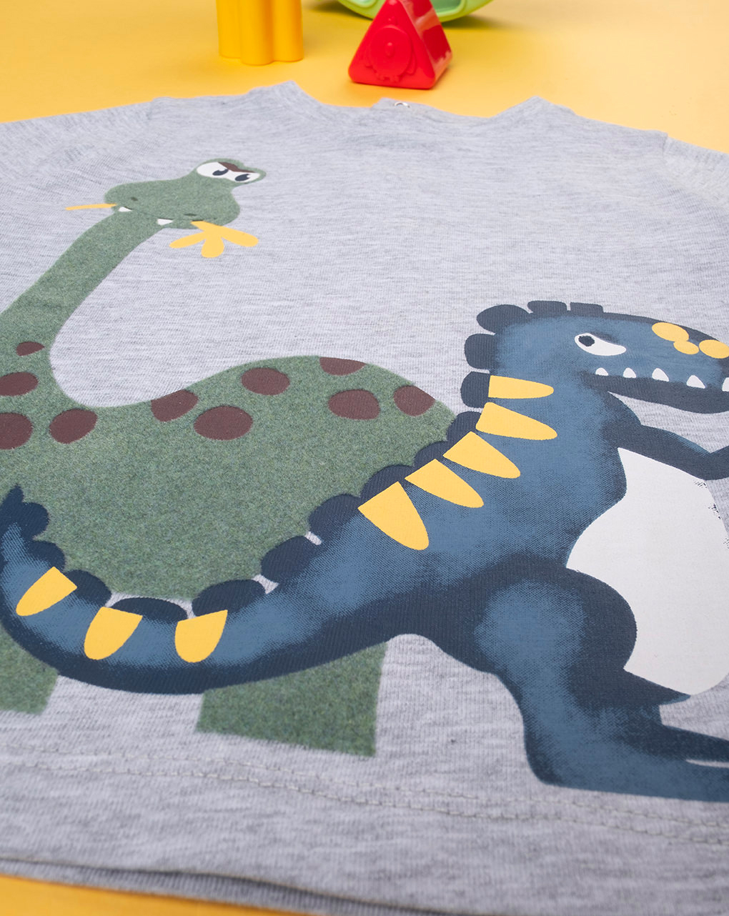 βρεφική μπλούζα γκρι με δεινόσαυρους για αγόρι - Prénatal