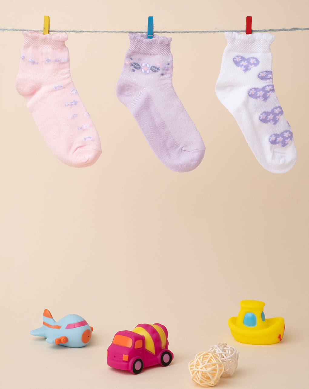 παιδικές κάλτσες πακέτο x3 φλοράλ για κορίτσι