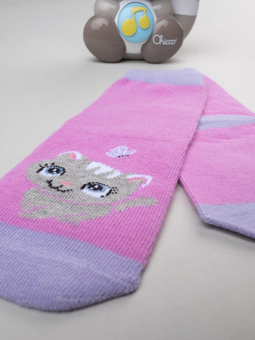 βρεφικές αντιολισθητικές κάλτσες με γατάκι για κορίτσι - Prénatal