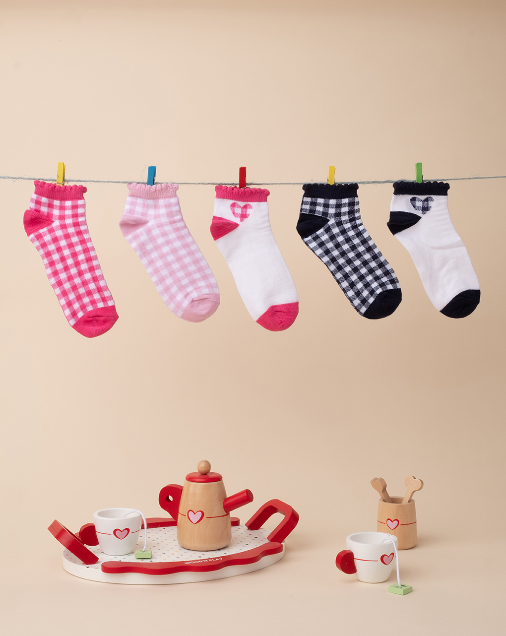 παιδικές κάλτσες πακέτο x5 καρό για κορίτσι - Prénatal