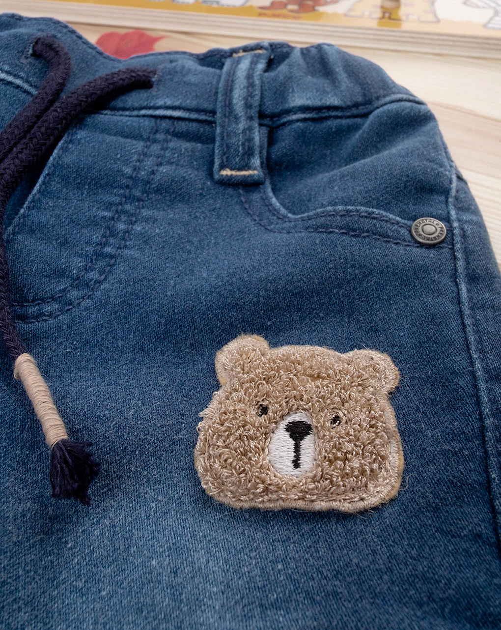 βρεφικό τζιν παντελόνι με αρκουδάκι για αγόρι - Prénatal