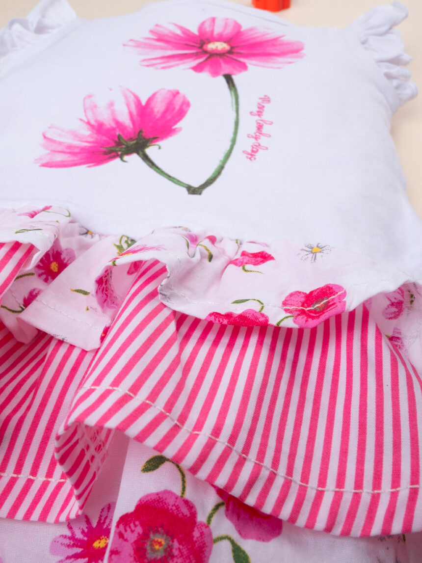 βρεφικό φόρεμα λευκό με λουλούδια για κορίτσι - Prénatal