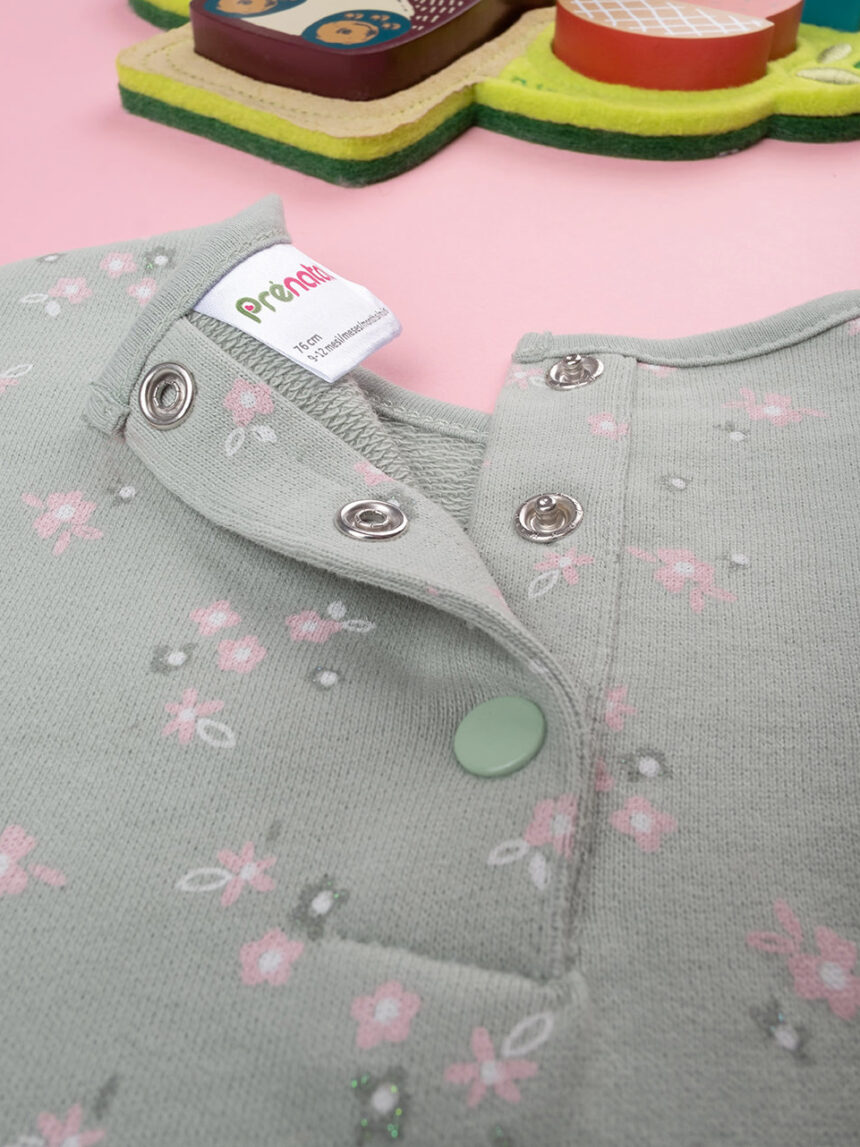 βρεφική μπλούζα φούτερ πράσινη με λουλούδια για κορίτσι - Prénatal
