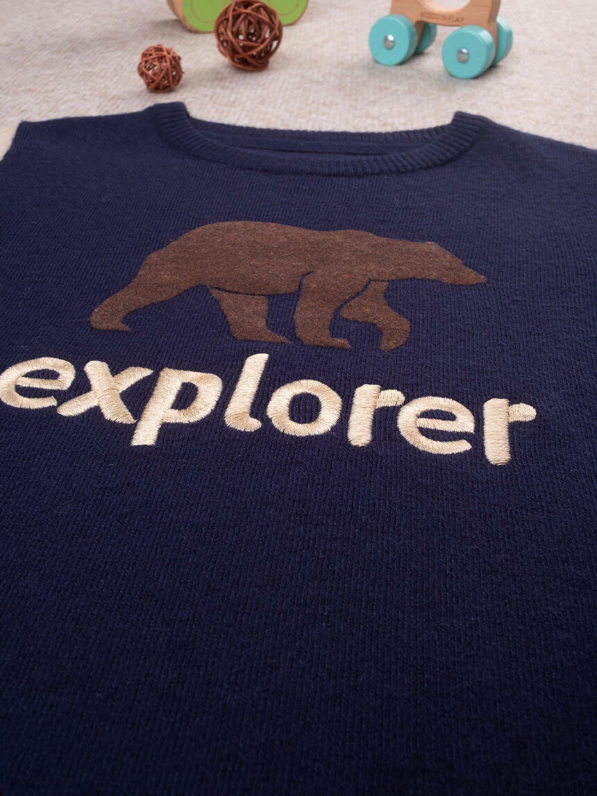 παιδικό πουλόβερ μπλε με αρκούδα για αγόρι - Prénatal