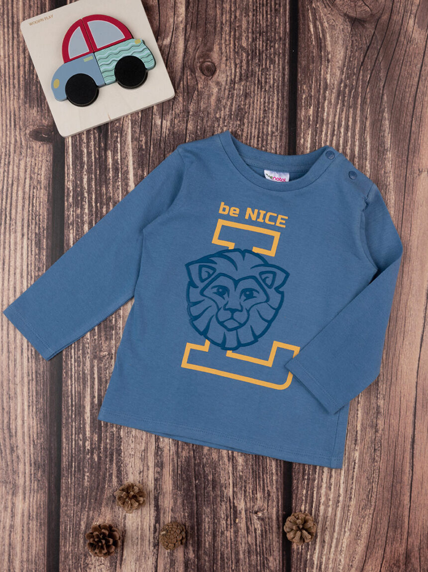 βρεφική μπλούζα μπλε με λιοντάρι για αγόρι - Prénatal
