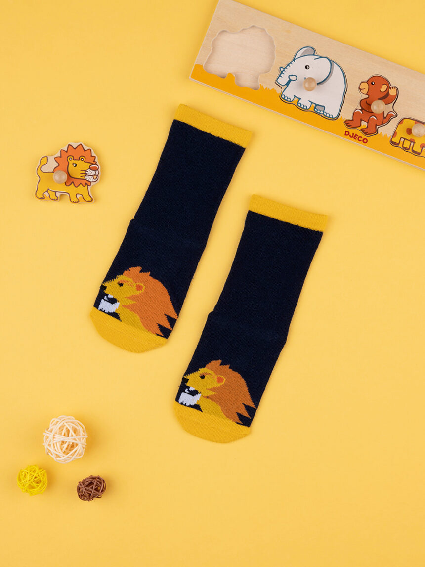 παιδικές αντιολισθητικές κάλτσες με λιοντάρι για αγόρι - Prénatal