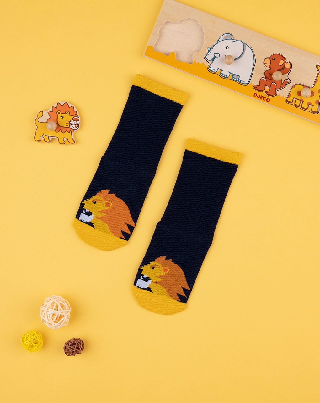 παιδικές αντιολισθητικές κάλτσες με λιοντάρι για αγόρι - Prénatal