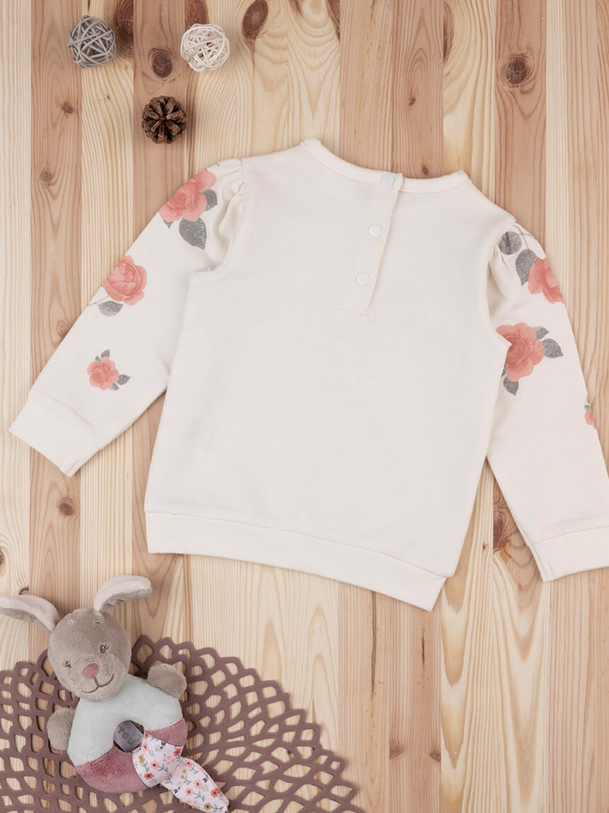 βρεφική μπλούζα φούτερ κρεμ με τριαντάφυλλα για κορίτσι - Prénatal
