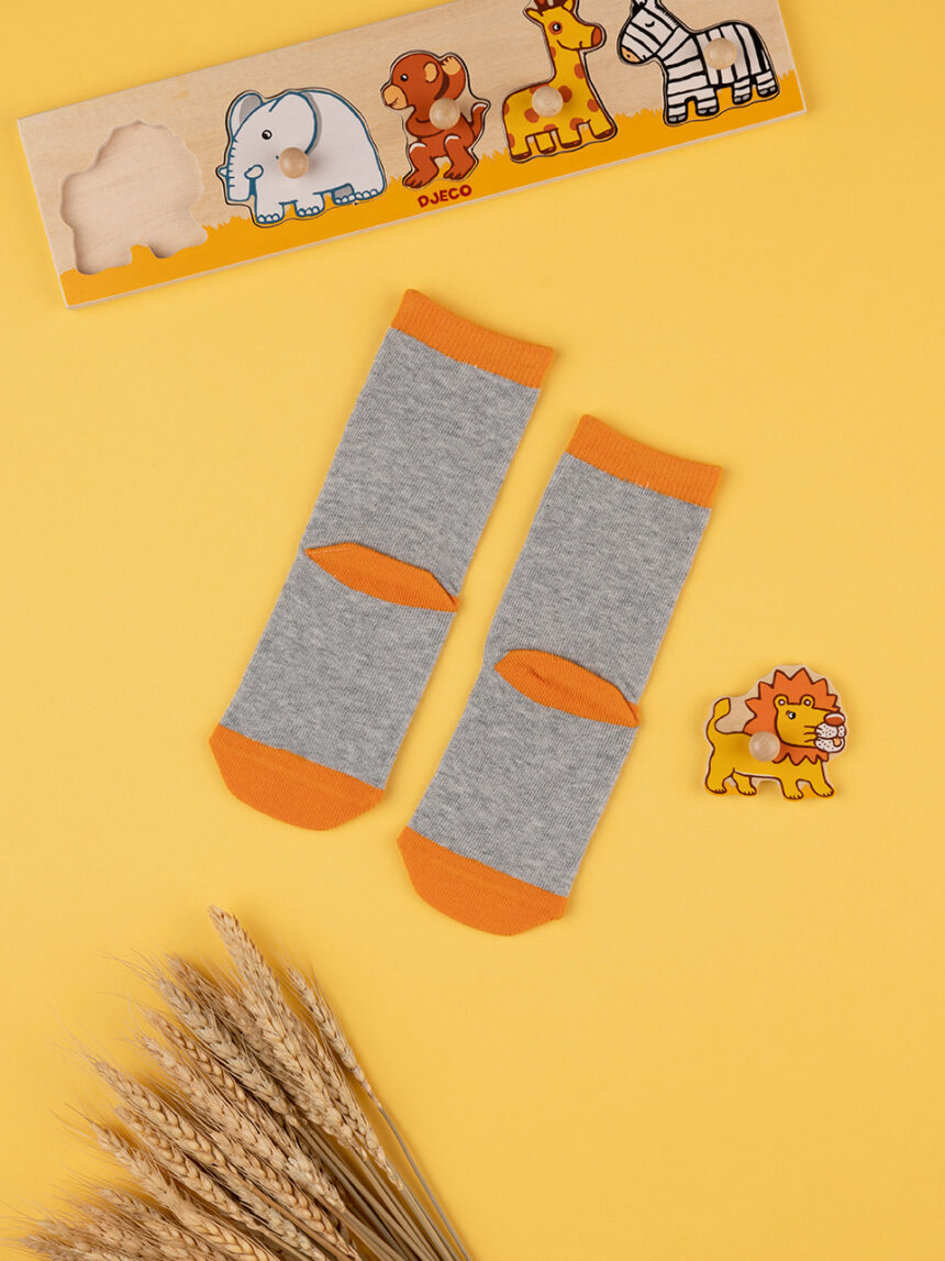 βρεφικές αντιολισθητικές κάλτσες με λιοντάρι για αγόρι - Prénatal