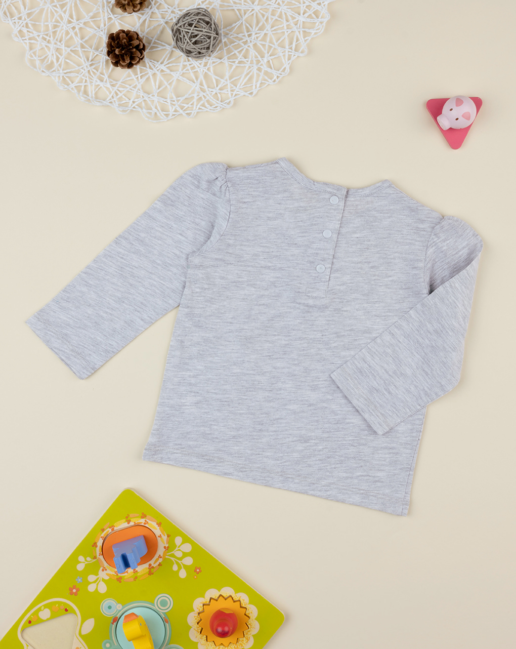 βρεφική μπλούζα γκρι με πεταλούδα για κορίτσι - Prénatal