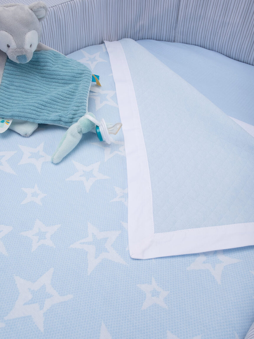 κουβέρτα καλοκαιρινή μπλε για λίκνο/πορτ-μπεμπέ για αγόρι - Prénatal