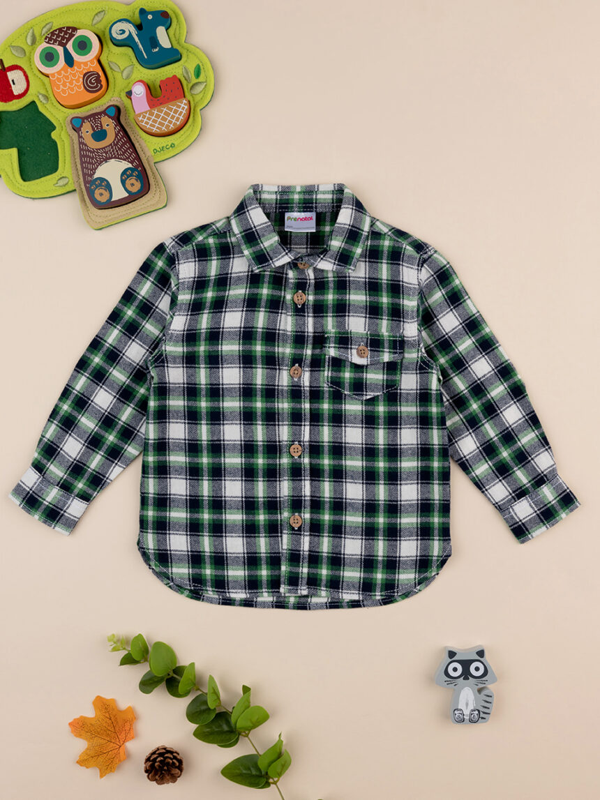βρεφικό πουκάμισο πράσινο καρό για αγόρι - Prénatal