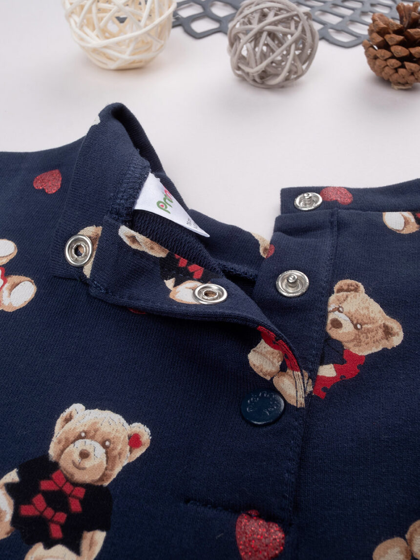 βρεφική μπλούζα φούτερ μπλε με αρκουδάκια για κορίτσι - Prénatal