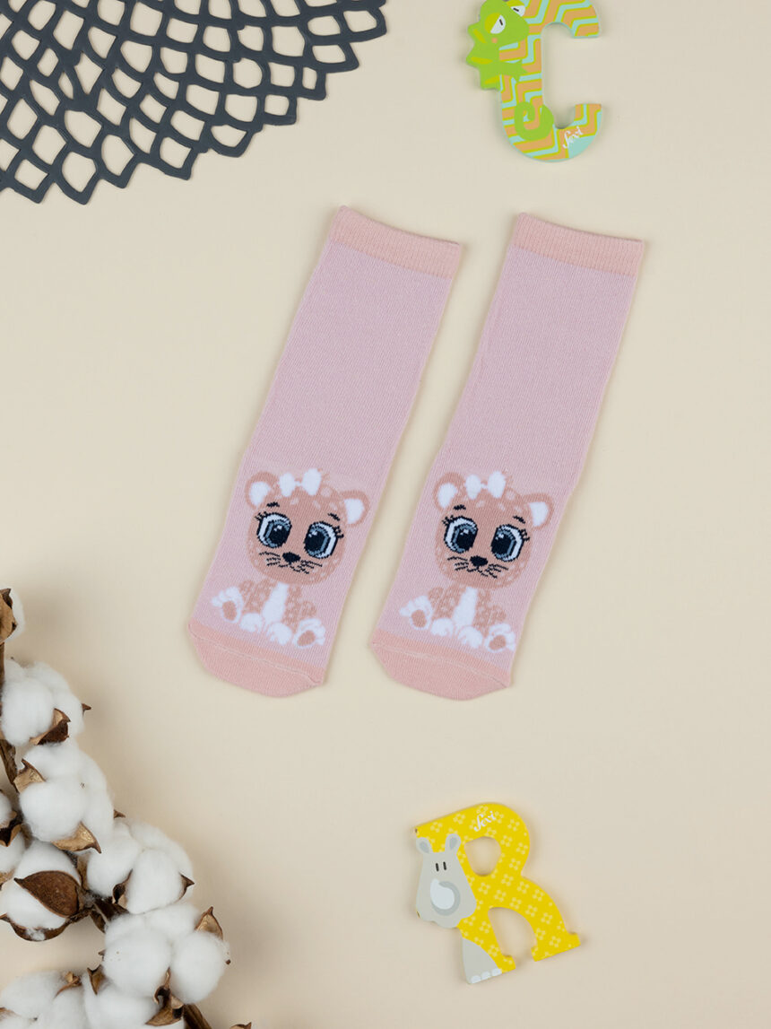 παιδικές αντιολισθητικές κάλτσες με τιγράκι για κορίτσι - Prénatal