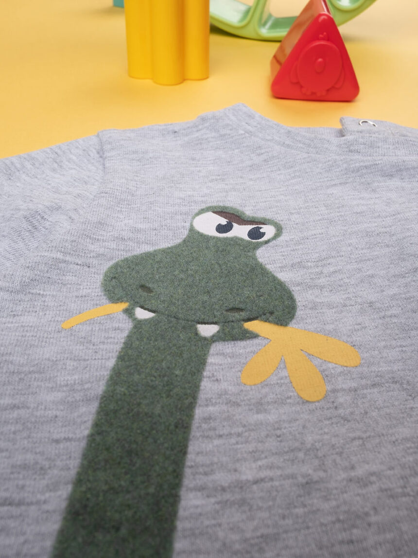 βρεφική μπλούζα γκρι με δεινόσαυρους για αγόρι - Prénatal