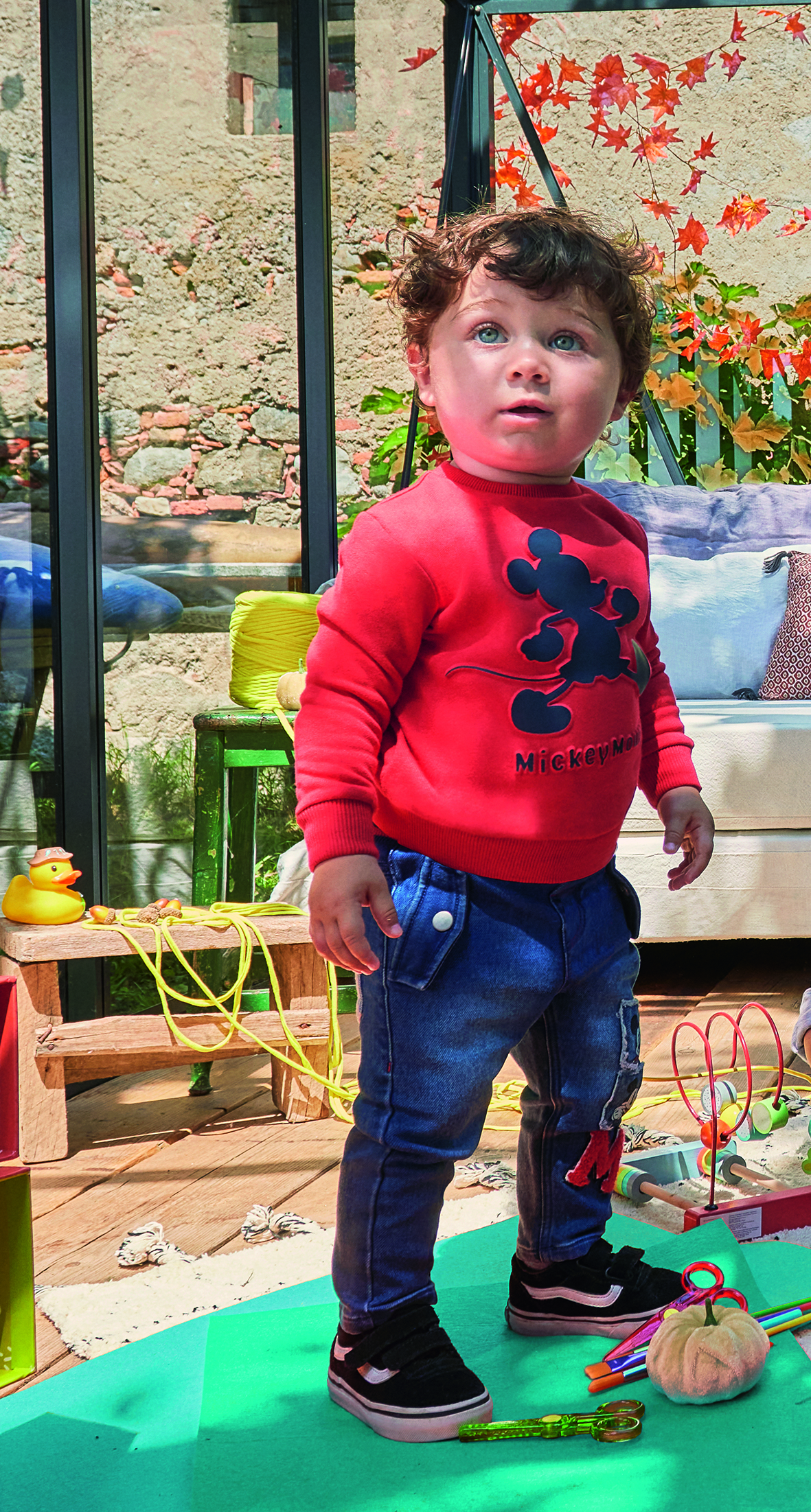 βρεφική μπλούζα φούτερ κόκκινη με τον mickey για αγόρι - Prénatal