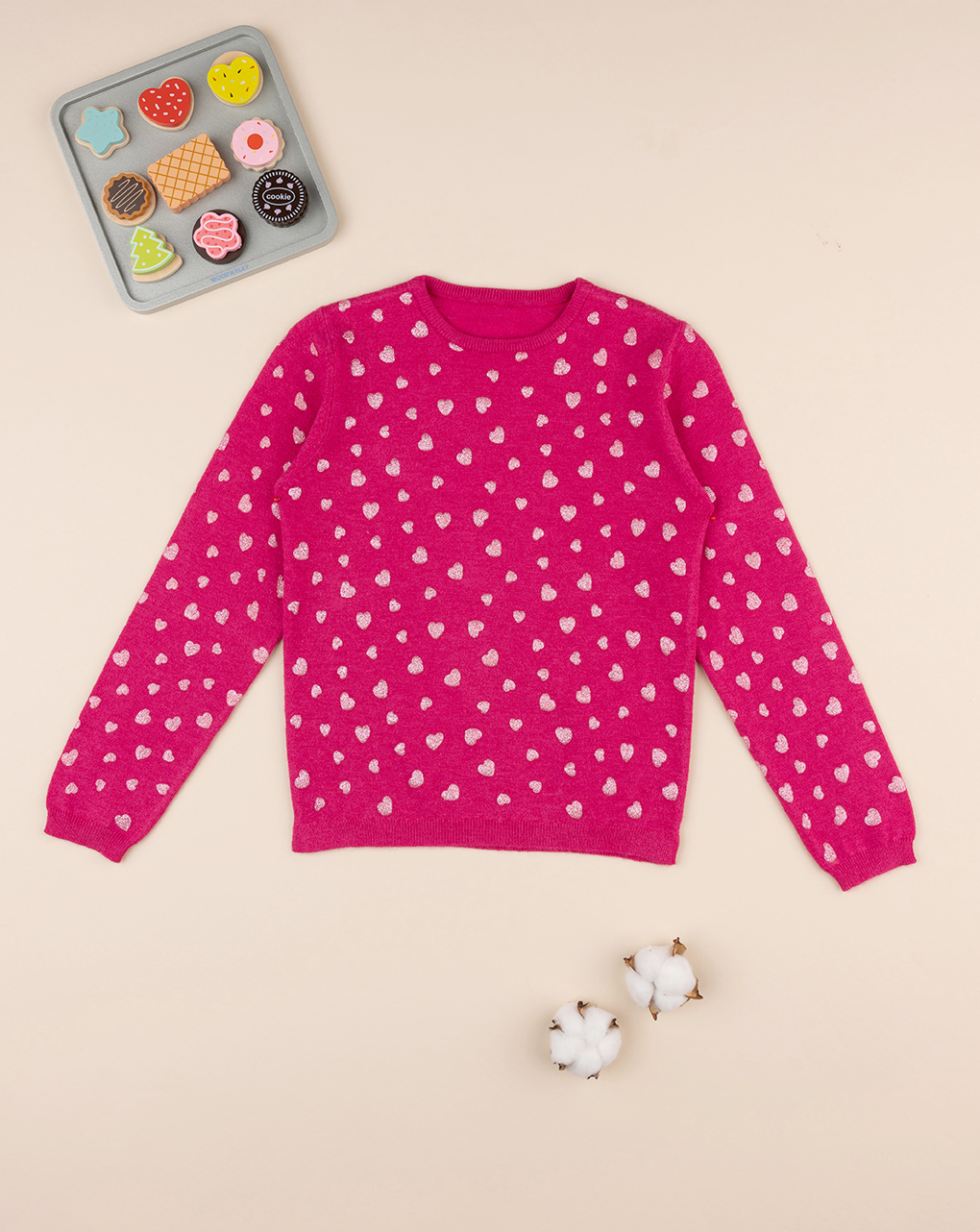 παιδικό πουλόβερ φούξια με καρδούλες για κορίτσι - Prénatal